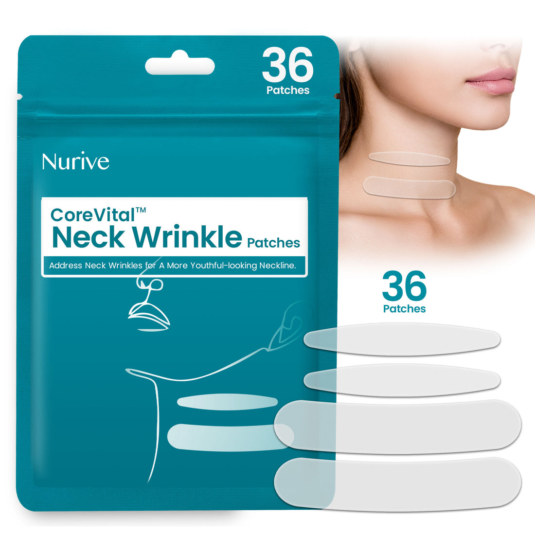 Neck Wrinkle Patches with Retinol 36 Ct | Wrinkle Strips for Neck Firming & Tightening